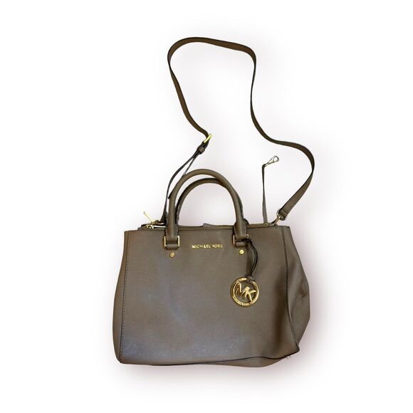 Michael Kors Sutton‎ Saffiano Nude Taupe Satchel Bag - Picture 1 of 10